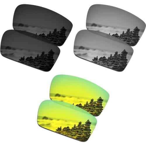 SmartVLT 3 Pairs Polarized Sunglasses Replacement Lenses for Oakley Twitch Stealth Black and Silver Titanium and 24K Gold