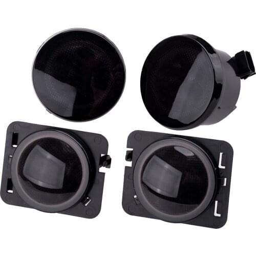 4Pcs Wheel Eyebrow Racing Grill LED Side Marker Turn Signal Light Fit for Jeep Wrangler JK 2009 2010 2011 2012 2013 2014 2015