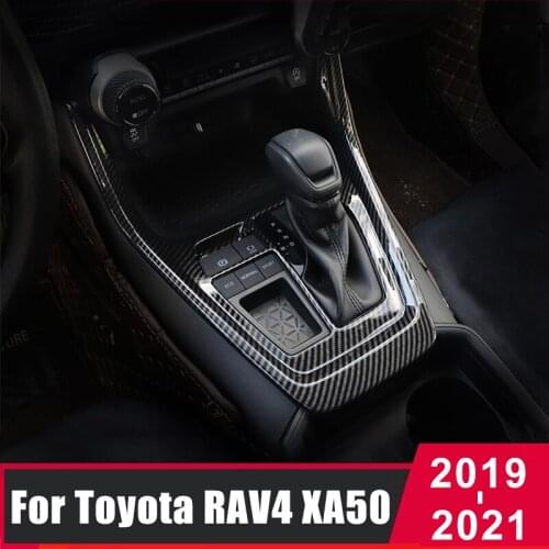 ABS Carbon Fiber Car Gear Shift Panel Cover Sticker Trim Interior Moulding For Toyota RAV4 RAV 4 XA50 2019 2020 2021 Accessories