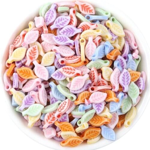100pcs/lot Leaves Shaped Beads Acrylic Losse Beads Handmade Necklace Bracelet Beads For DIY Jewelry Making Supplies Findings
