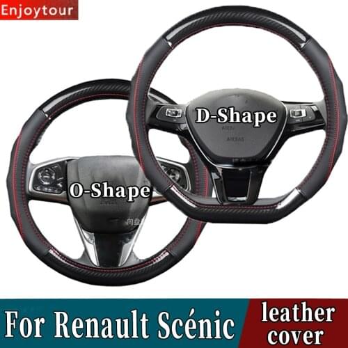 Accessories Car Styling Genuine Leather Steering Wheel Covers for Renault Grand Scenic I II III IV 2003 2009 2010 2015 2016 2020