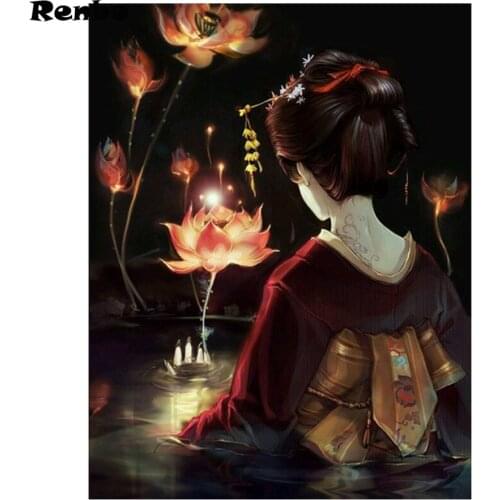 5d diy Diamond painting Japanese geisha Diamond Mosaic Diamond Embroidery women pictures by numbers Cross Stitch Kits Wall art