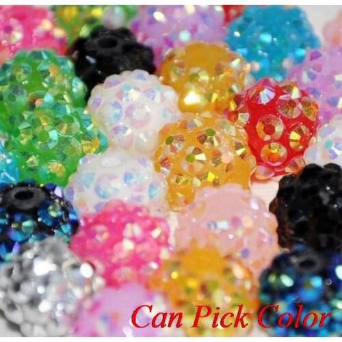 Free shipping nohskn 10mm*12 mm ball pave mixed wholesale Resin crystal Beads Basketball Wives DIY Finding jewelry bracelet