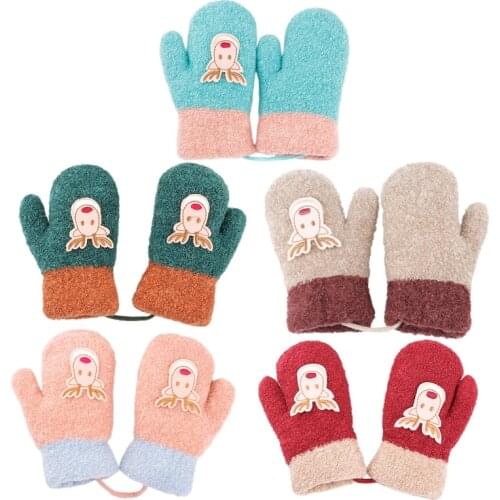 Kids Gloves Winter Knit Wool Newborn Child Mittens Cartoon Deer Gloves With Sounds Velvet Thick Children Keep Finger Warm 1-5