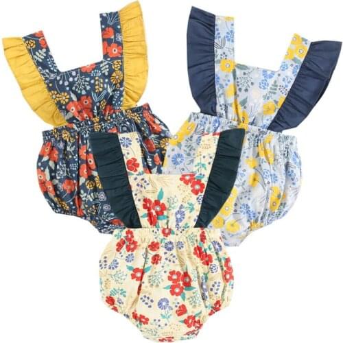 Infant Baby Girls Cotton Sleeveless Jumpsuit Summer Toddler Baby Girls Clothes Newborn Baby Girl Flower Bodysuits