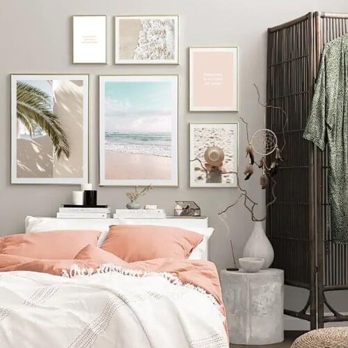 Tropical Sea Beach Sunshine Canvas Poster Vintage Boho Style Landscape Print Seascape Painting Wall Art Picture Bedroom Decor