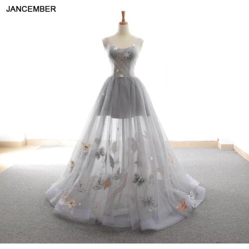 J66613 Jancember Evening Dresses For Women 2021 Sleeveless Sppliques Floor Length Lace Up Back Formal Gowns