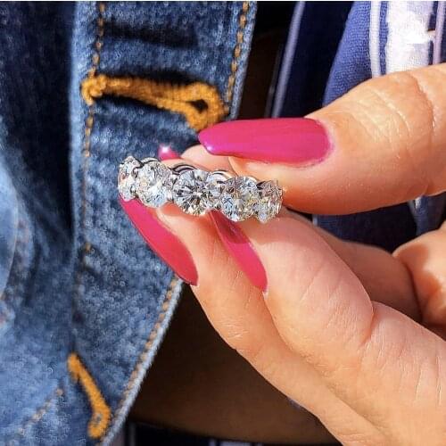 925 SILVER PAVE SETTING FULL ROUND Simulated Diamond CZ ETERNITY BAND ENGAGEMENT WEDDING Stone Rings Size 5,6,7,8,9,10,11,12