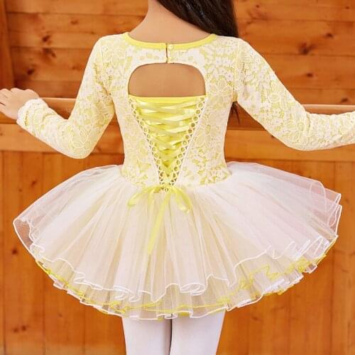 Lace Ballet Tutu Dress For Girls Fairy Ballet Dance Leotard Performance Costume Ballerina Clothes Fall Kids Dance Wear JL2074