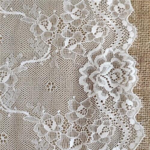 Fashionable 18CM wide stretch eyelashes with mustache lace satin lace decorative embroidery Nigerian African lace fabric white l
