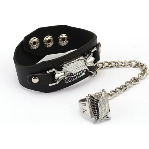 Set Price Attack On Titan Bracelet Survey Legion Punk Rock Leather Belt Buckle Bracelets For Women Men Trinket Gift