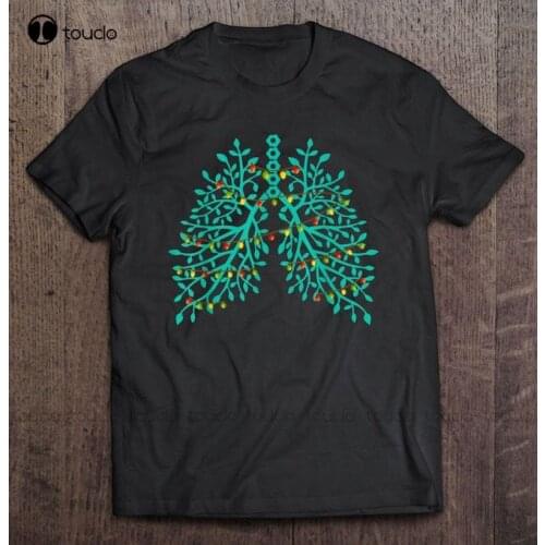 New Lung Tree Christmas Lights Respiratory Therapist Tshirt Xmas Gift Halloween Shirts For Women Men Unisex