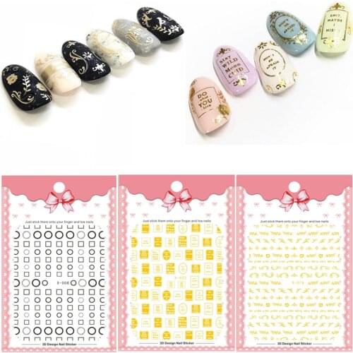 Newest 1 Sheet 3D Water Decals Nail Art Sticker gold color geometry flowers leaves on Nails of Dandelions Stickers Manicure Z037