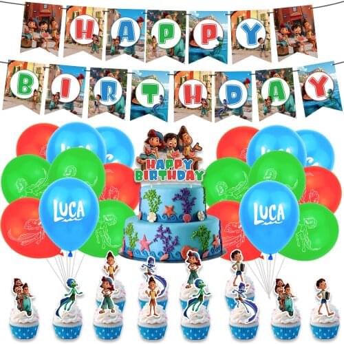 New Luca Pixar Disney Cartoon Alberto Movie Theme Party Balloons Anime Globos Birthday Banner Cake Topper Party Decoration