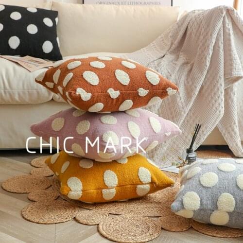 Shaggy Cushion Cover Dot Jacquard Square 45x45cm Cushion Pillow Nordic Style Decoracion Hogar Moderno Yellow Shag Pillow