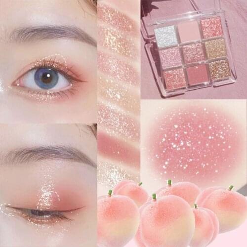 9 Colors Peach Eyeshadow Palette Pearlescent Matte Eyes Powder Long-Lasting Natural Silky Beginner Lady Eyes Shadow Makeup TSLM