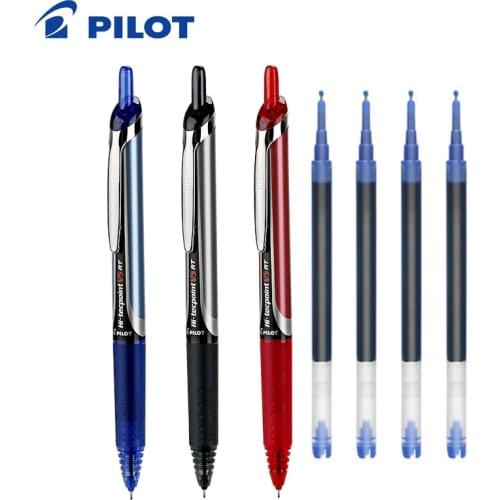 PILOT BXRT-V5 Press Gel Pen 5Pcs/Lot 0.5MM Student Exam With Black/Blue/Red Needle Type Pen + BXS-V5RT Refills Set