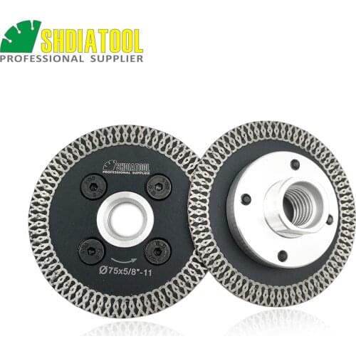SHDIATOOL 2 pcs 75mm Hot pressed mini mesh turbo rim diamond engraving saw blades with removable 5/8-11 flange