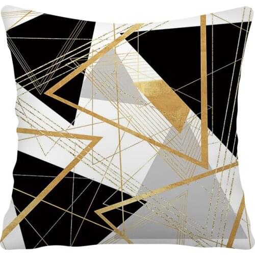 Nordic Golden Single-sided Polyester Geometric Love Printed Pillowcase Coconut Tree Fish Scale Pattern Sofa Car Cushion Cover