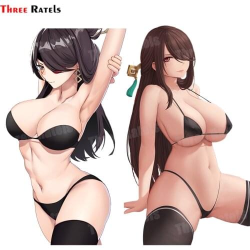 Three Ratels A145 Sexy Anime Game Girl Car Sticker Vinyl Material Decal Fashion Creative For Beidou Genshin Impact Decals