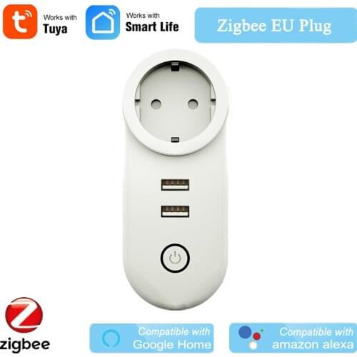 Tuya Smart Zigbee EU Plug APP Wireless Control Tuya Zigbee 3.0 EU Socket Alexa Echo Voice Control Dual USB Charging Google Home