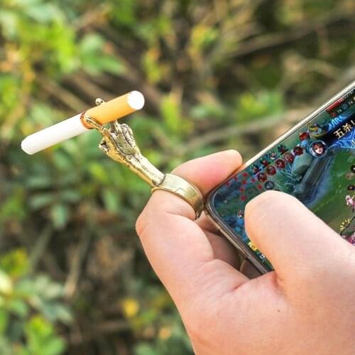 Vintage Cigarette Holder Brass Stand Metal Finger Clip Ring Rack Smoking Accessories Smoker Gift For Women Men Adults