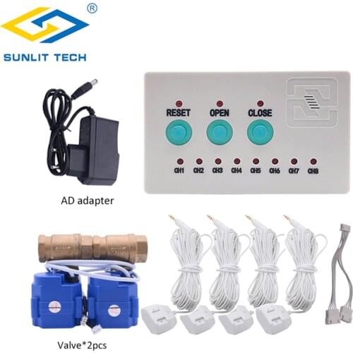 WLZ 808 Water Leakage Sensor with 2pcs DN15 Valves Protect Against Leaking for Smart Home Water Flood Overflow Detector