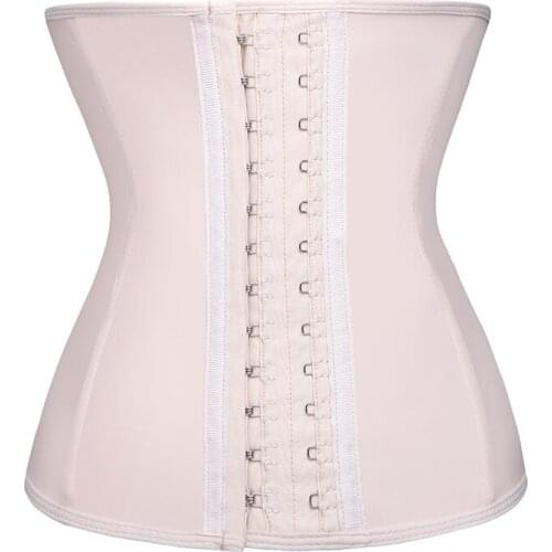 Fiber Win Women Apricot Corset Waist Trainer Latex Corset Waist Control Bustier Steel Bone Underbust Slimming Shaper