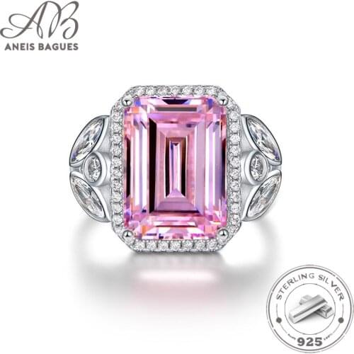 Aneis Bagues Solid 925 Sterling Silver Sparkling 10*14mm Topaz Greated Moissanite High Carbon Diamond Wedding Ring Party Jewelry