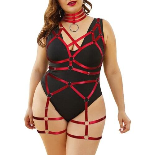 Womens Underwear Bondage Harness Fashion Sexy Lingerie Full Gothic Harness Set Goth Garter Suspenders Stockings Belt Plus Size