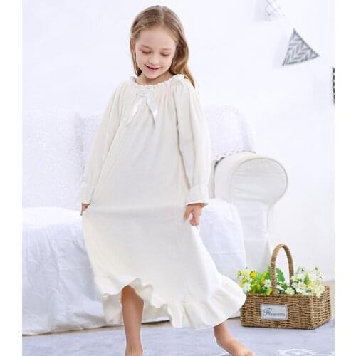 Girls Winter Pajamas Warm Soft Double Fleece Night Dress Bow Lace Princess Nightgown for Kids Mother Matching Family Sleepwear
