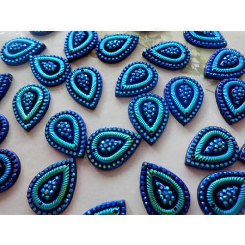 100pcs 13*18mm Sew on Acryl Crystals dark blue AB colour Rhinestones water drop shape flatback hand sewing beads