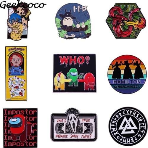 20pcs/lot J2221 Geekcoco Fashion Enamel Pin Cartoon Brooch Collection Metal Lapel Badge Tiger Lion Brooch Jewelry Gift