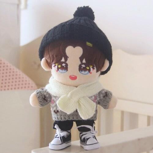 20CM Star EXO Doll Baby Clothing scarf Pants Knitted hat set Doll Clothes Accessories toys Gift