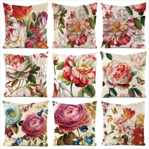 45cm*45cm Flourishing Flower Inimitated Silk Fabric Throw Pillow Covers Couch Cushion Cover Home Decorative Pillows Pillow Case