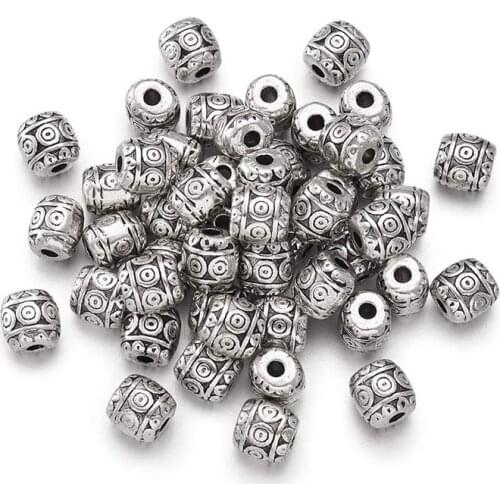 50pcs Tibetan Style Barrel beads for jewelry making 6mm Lead Free & Nickel Free & Cadmium Free,Antique Tibetan Color,hole:2mm
