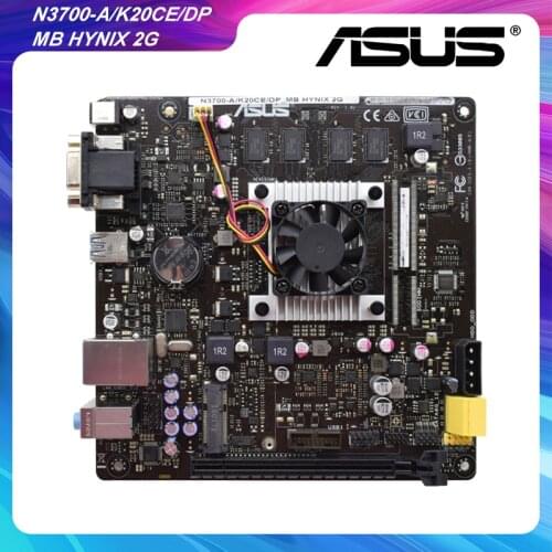 N3700-A/K20CE DP MB HYNIX 2G For ASUS DDR3 AMD ITX Used Motherboard integrated N3700 quad-core CPU 2G memory mini pc motherboard