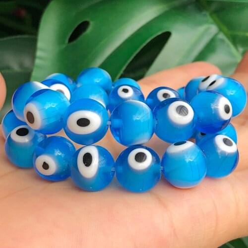 4-12mm Turkish Lake Blue Evil Eye Lampwork Glazed Glass Round Shape Beads For Jewelry Making DIY Bracelet Necklace Accessories