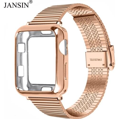 Case+luxury stainless steel strap for Apple Watch Series 6 SE 5 4 3 Bracelet Wristband for Apple Watch Band 38mm 42mm 40mm 44mm