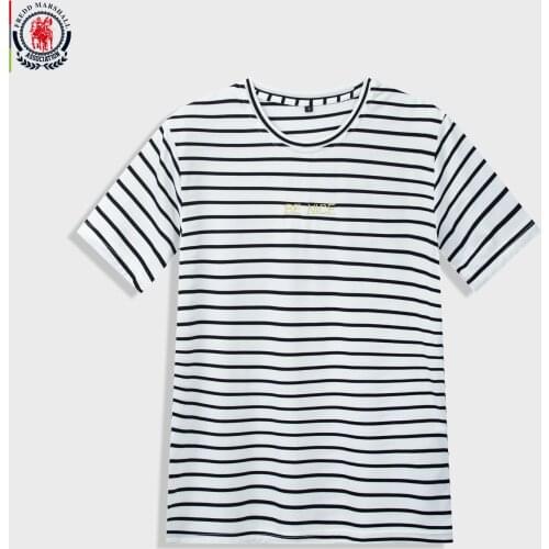 FREDD MARSHALL New BE NICE T-Shirt Men Summer Casual Short Sleeve Striped Tee Shirt 100% Cotton O-Neck Embroidered Tee Tops 417