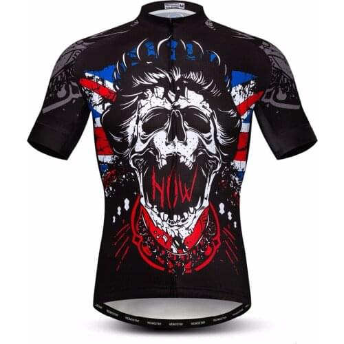 2020 cycling jersey Men Mountain Bike jersey summer Pro MTB Bicycle Shirts Short sleeve Team Road Tops Breathable Skull red