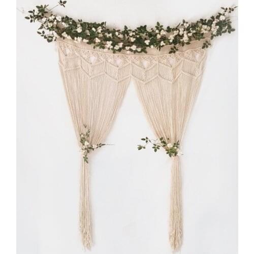 Cotton Handmade Woven Wall Tapestry Large Boho Wedding Backdrop Wall Curtain Decoration for Living Room