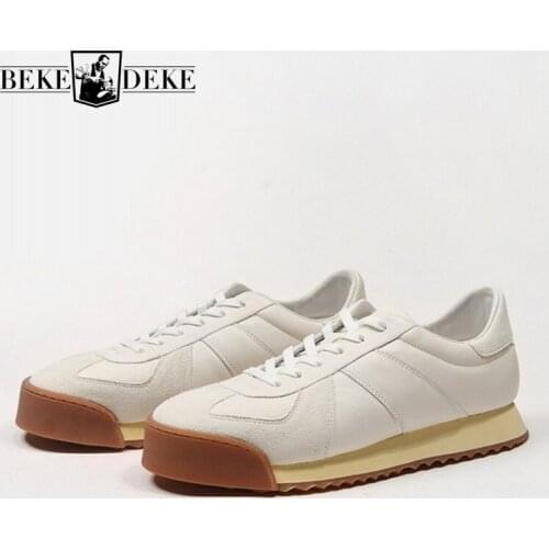 Men Platform Trainers Genuine Leather Spliced Casual Shoes Winter Lace Up Height Increasing Work Sneakers Zapatillas Hombre