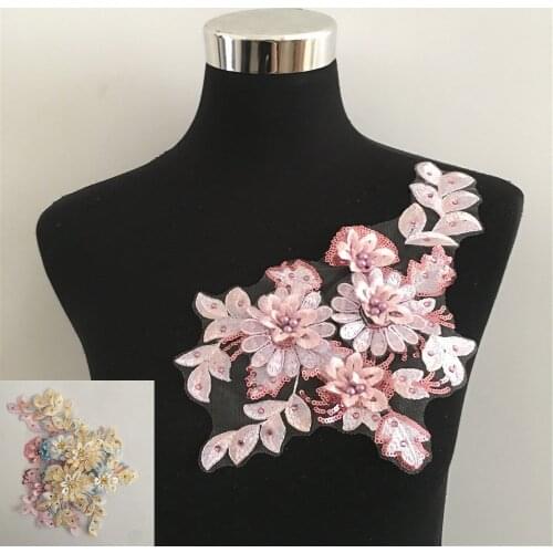 ABS Imitation Pearl Flower Sequin Lace Collar DIY Embroidery Neckline Sewing Wedding Dress Decoration Accessories Scrapbook