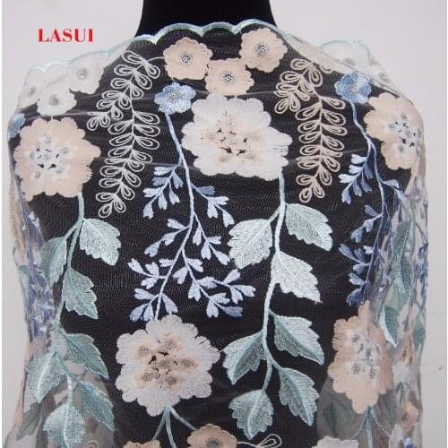 LASUI New product hot sell Color embroidery mesh lace fabric 3 styles Beautiful for diy prom dresses X0285