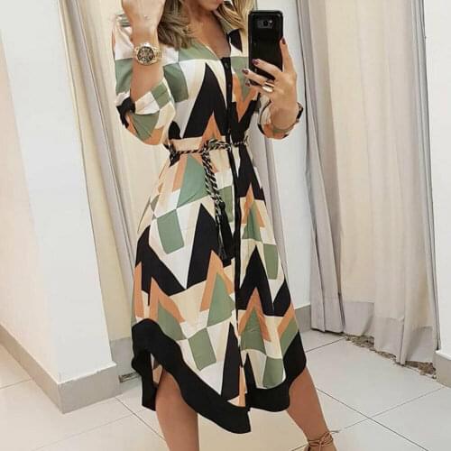Summer Women Boho Print Dress Ladies V-Neck Long Sleeve Bodycon Dresses Party Cocktail Club Wear Vestido