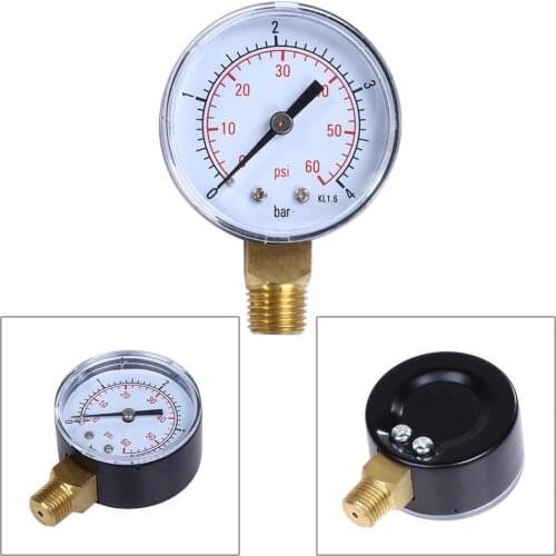 1/4" Inch Pressure Gauge Pool Spa Filter Water Pressure Gauge 60PSI Side Mount Pipe Thread Bar Bottom Mount Accessories
