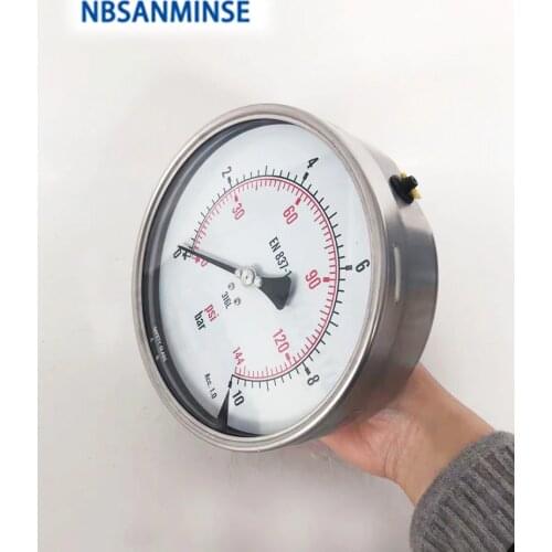 6" High Pressure Oil Gauge Stainless Steel With Brass Stainless Steel thread hydraulic industry parts