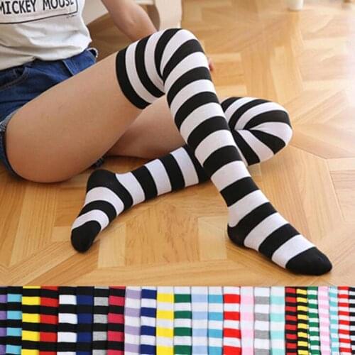Kawaii Sexy Long Socks With Striped Boots Compression Girls Cute Womens Socks Long Body Over Knee Sock Thigh High Socks Woman
