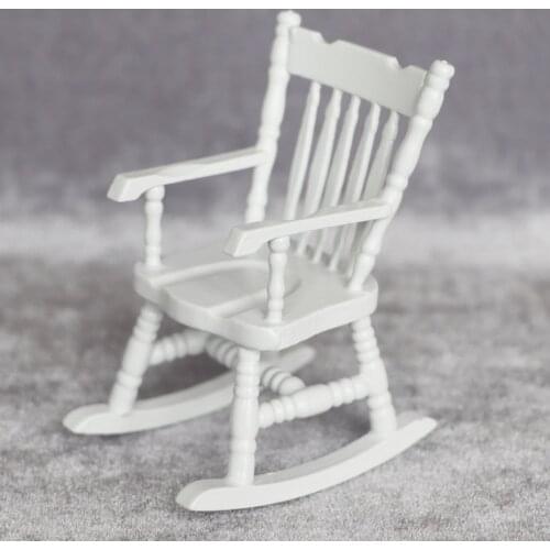 Dollhouse Mini Rocking Chair Furniture Model Toy for 1/12 Doll House Miniature Accessories Decoration White